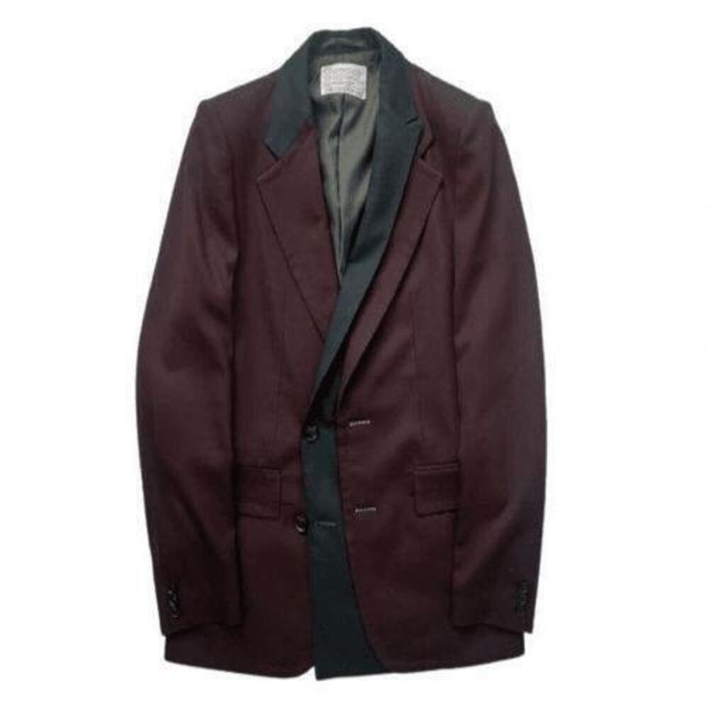 KOLOR Tailored Burgundy Jacket with Contrasting Black Lapels